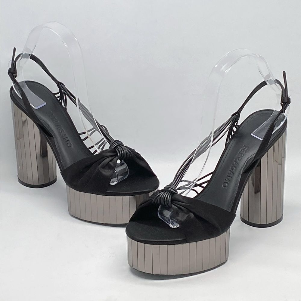 Ferragamo Sabina Mirror Platform High Heel Sandals size 8
